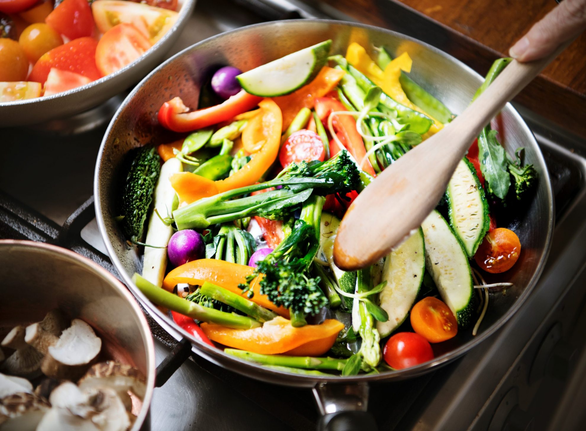 Photo of vegetables in a pan illustrates blog: What Does Sauté Mean? (And Other French Culinary Terms)