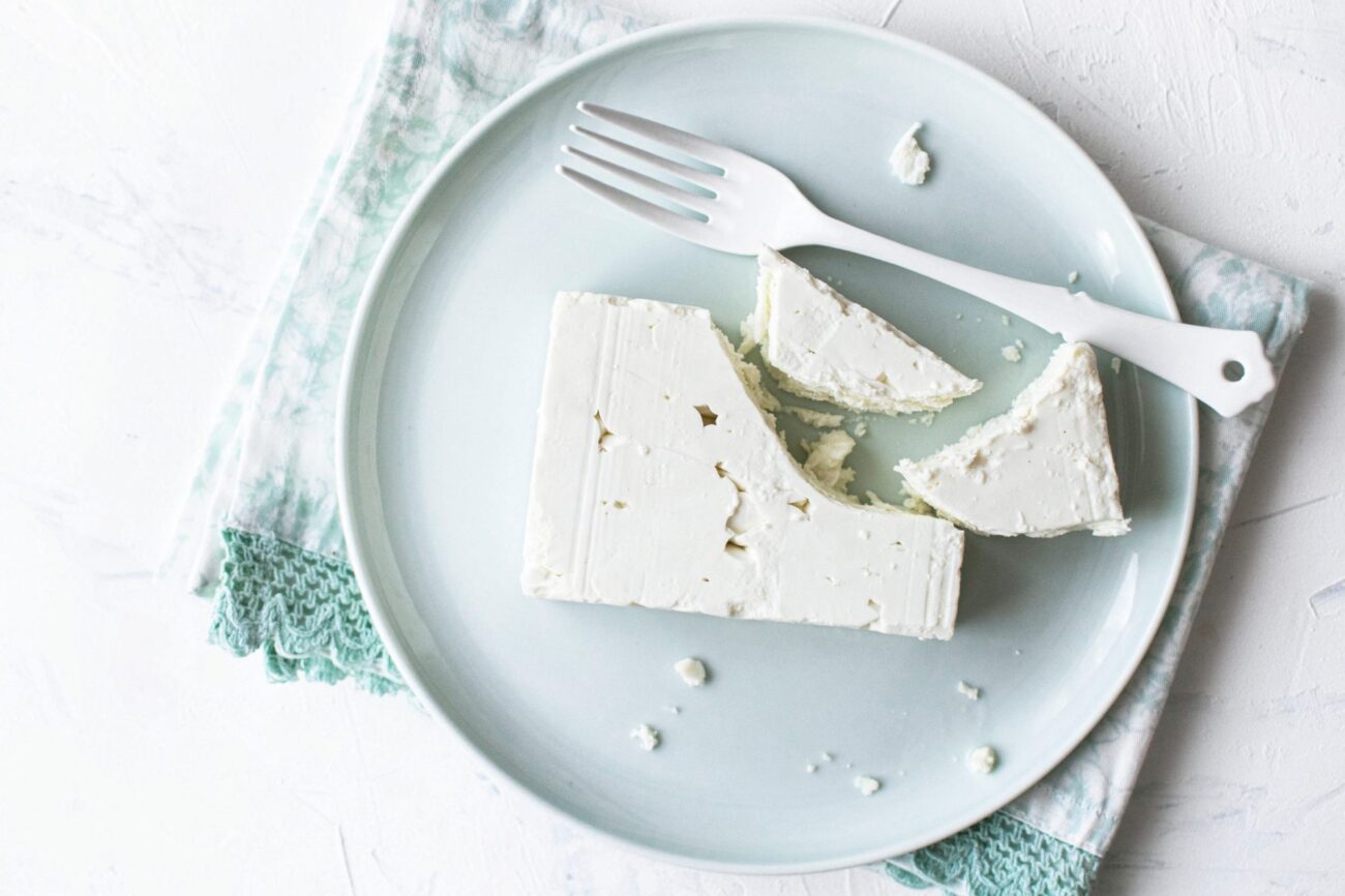 Feta cheese is a white, brined cheese typical of Greece.
