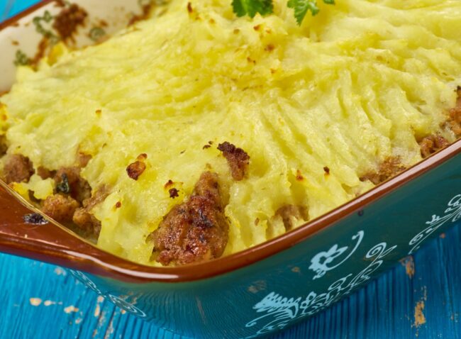Image of Sheperd's or Cottage pie illustrates blog: "What Is Shepherd’s Pie?"