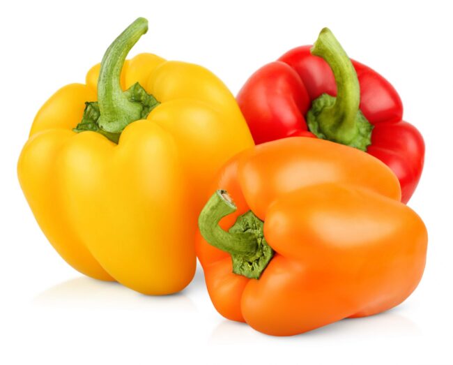 Photo of yellow, orance and red bell peppers illustrate blog:"Which Bell Peppers Are the Sweetest?"