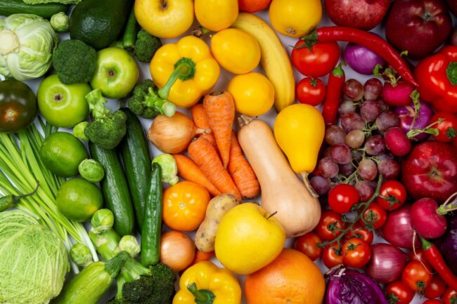 fruits-vegetables-FP Assorted fruits and vegetables illustrate blog "The Best Sources of Vitamin C"