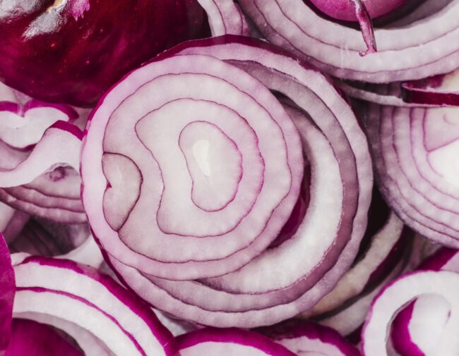 red-onion-fp Closeup of red onion illustrates blog "Are Red Onions and Purple Onions the Same?"