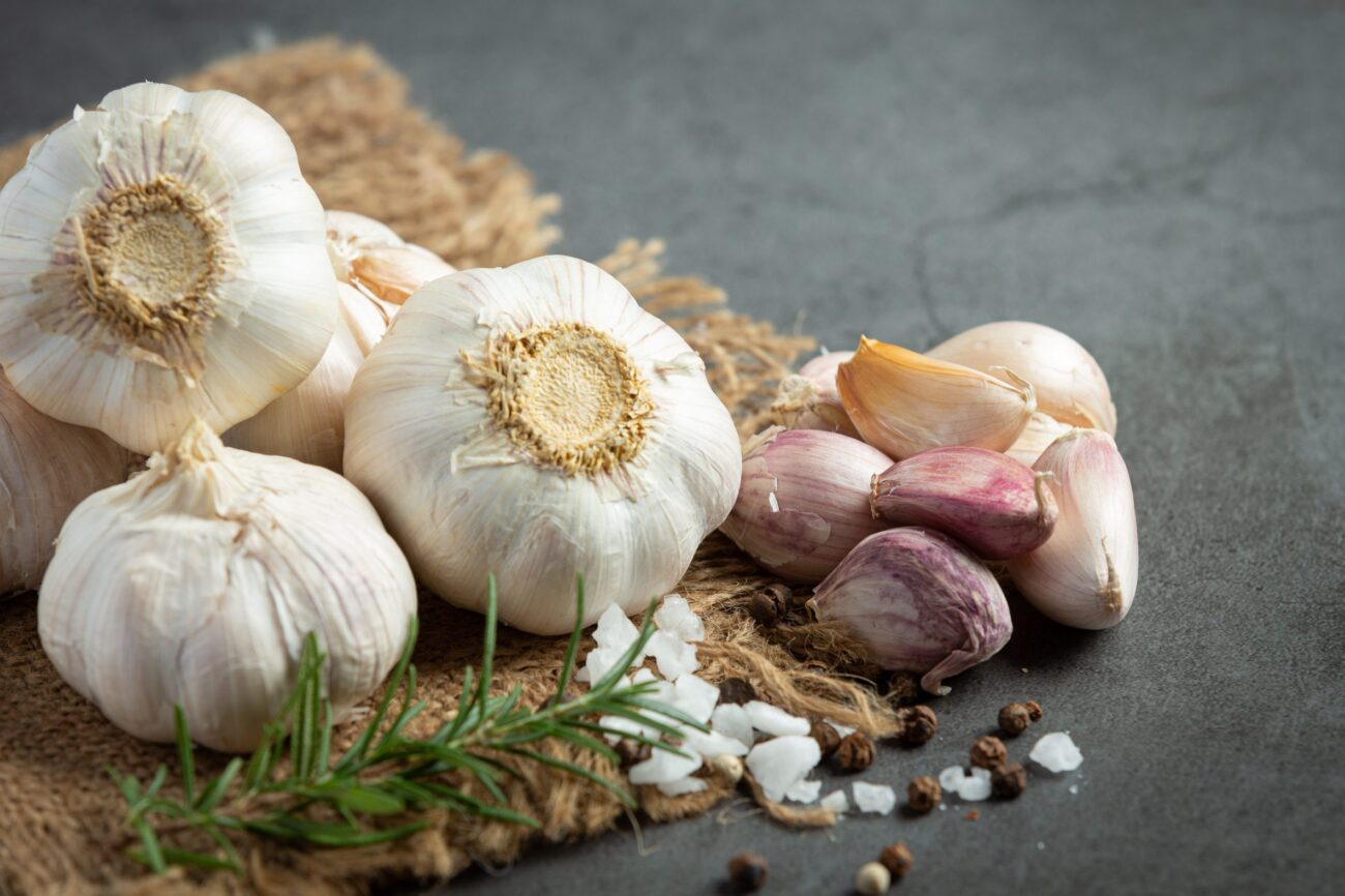 Closeup of garlic.
