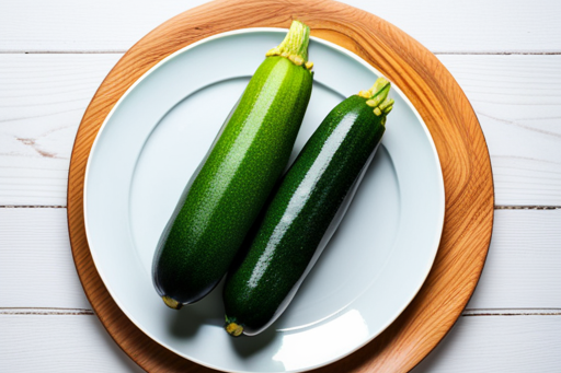 Fresh zucchini on plate.