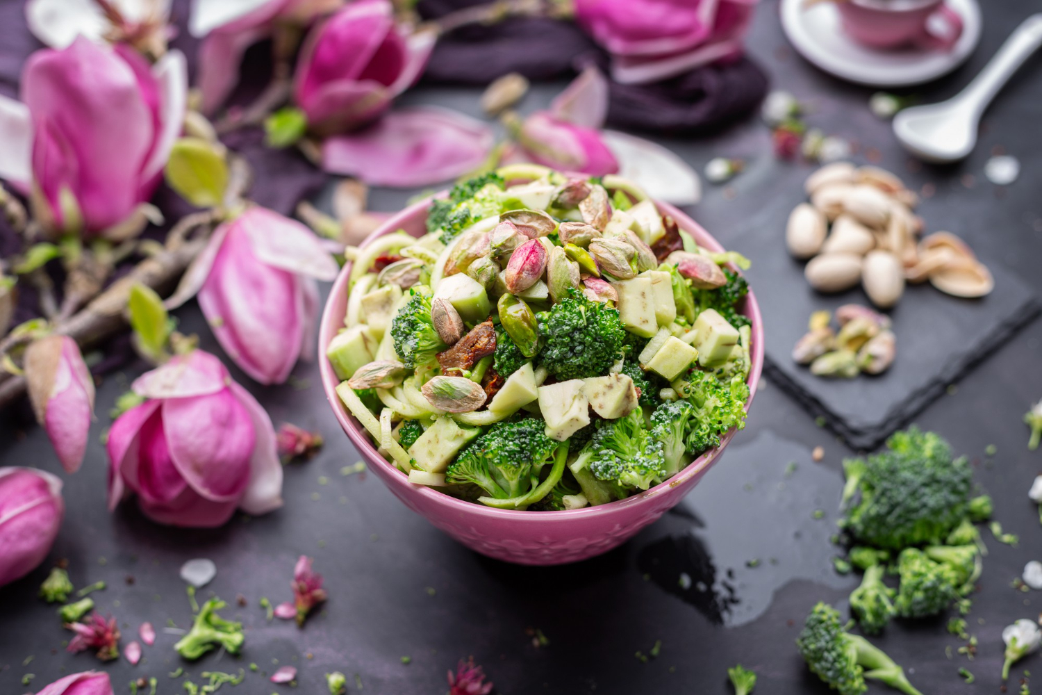 closeup-delicious-vegan-salad-bowl fresh kale salad as a detox vegetable dish
