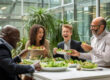 Healthy catered lunch improving workplace productivity in a California office