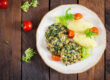 high-protein vegetable meal with kale and quinoa