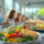 Corporate catering solutions providing healthy meals in modern office setting