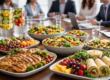 healthy catering meetings with balanced meals and fresh food on conference table