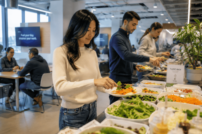 Modern workplace dining trends with fresh and flexible office meals